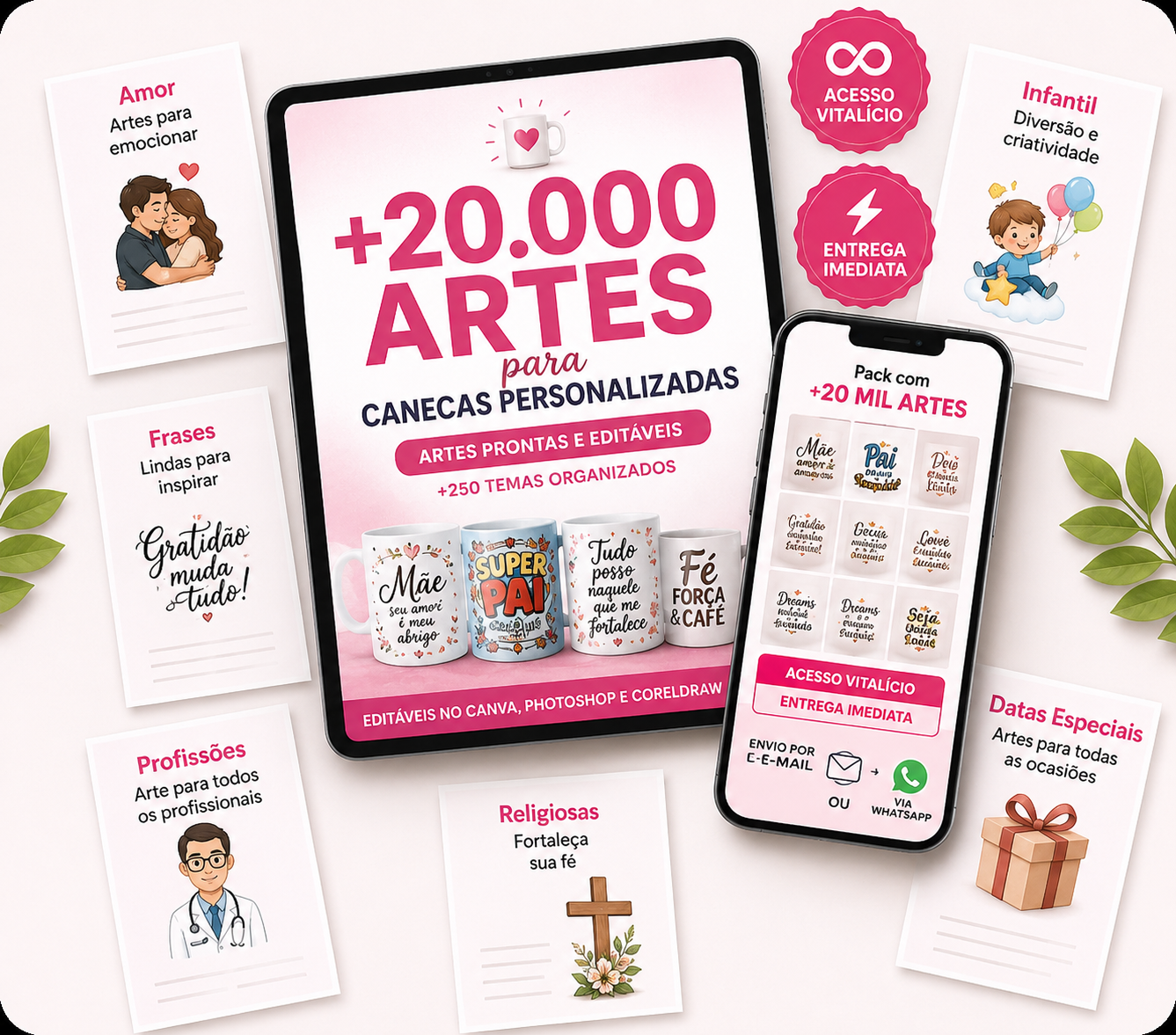 +20.000 Artes para Canecas Personalizadas